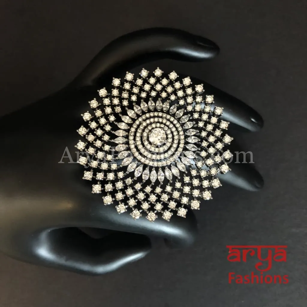 Nimisha Avira Cubic Zirconia Victorian Flower Ring