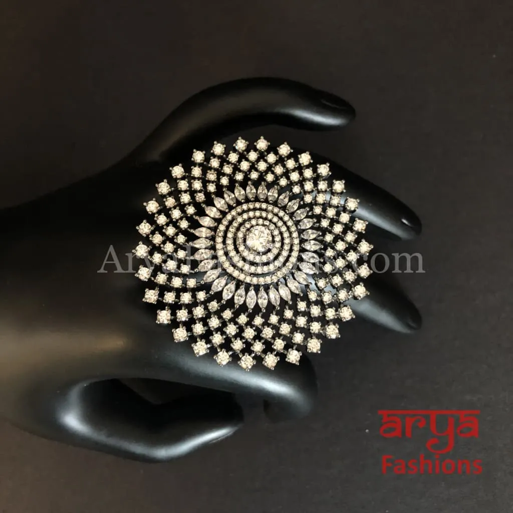 Nimisha Avira Cubic Zirconia Victorian Flower Ring