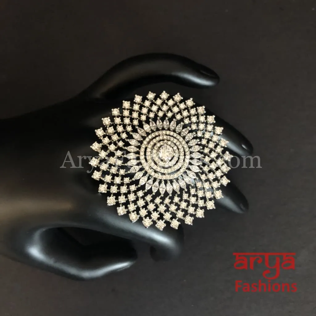 Nimisha Avira Cubic Zirconia Victorian Flower Ring