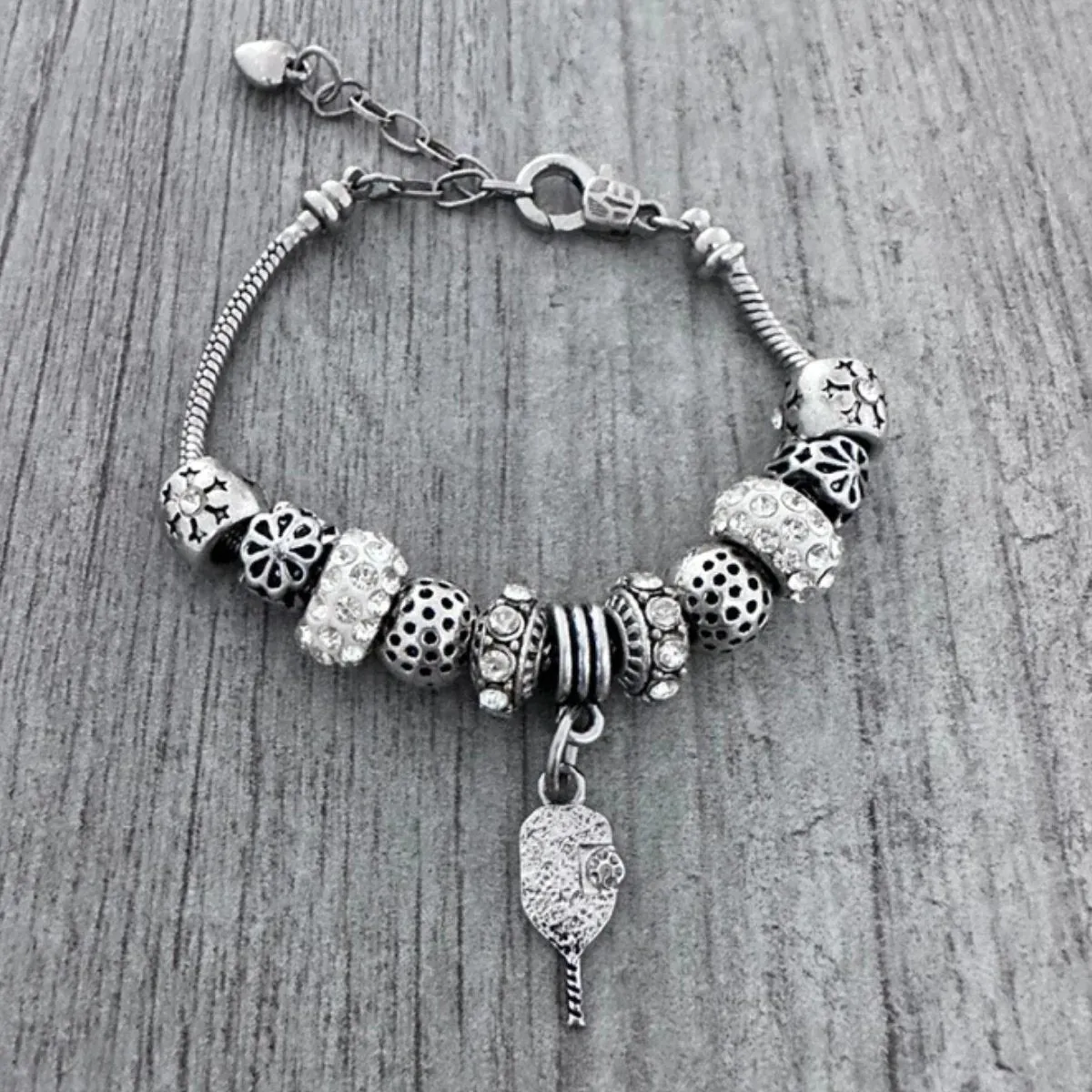 Pickleball Charm Beaded Bracelet