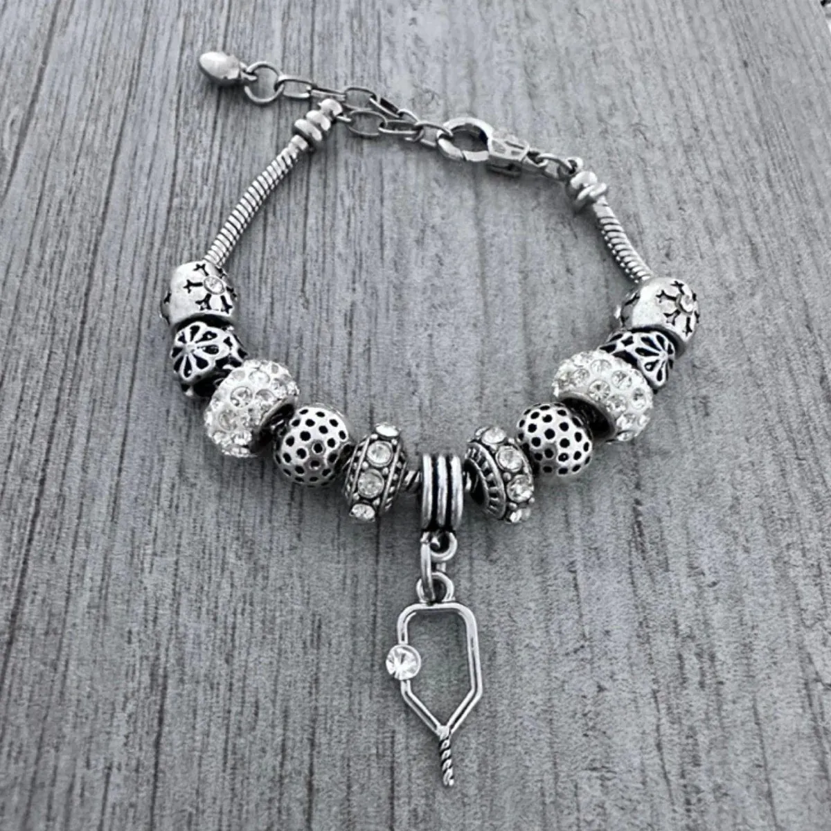 Pickleball Charm Beaded Bracelet