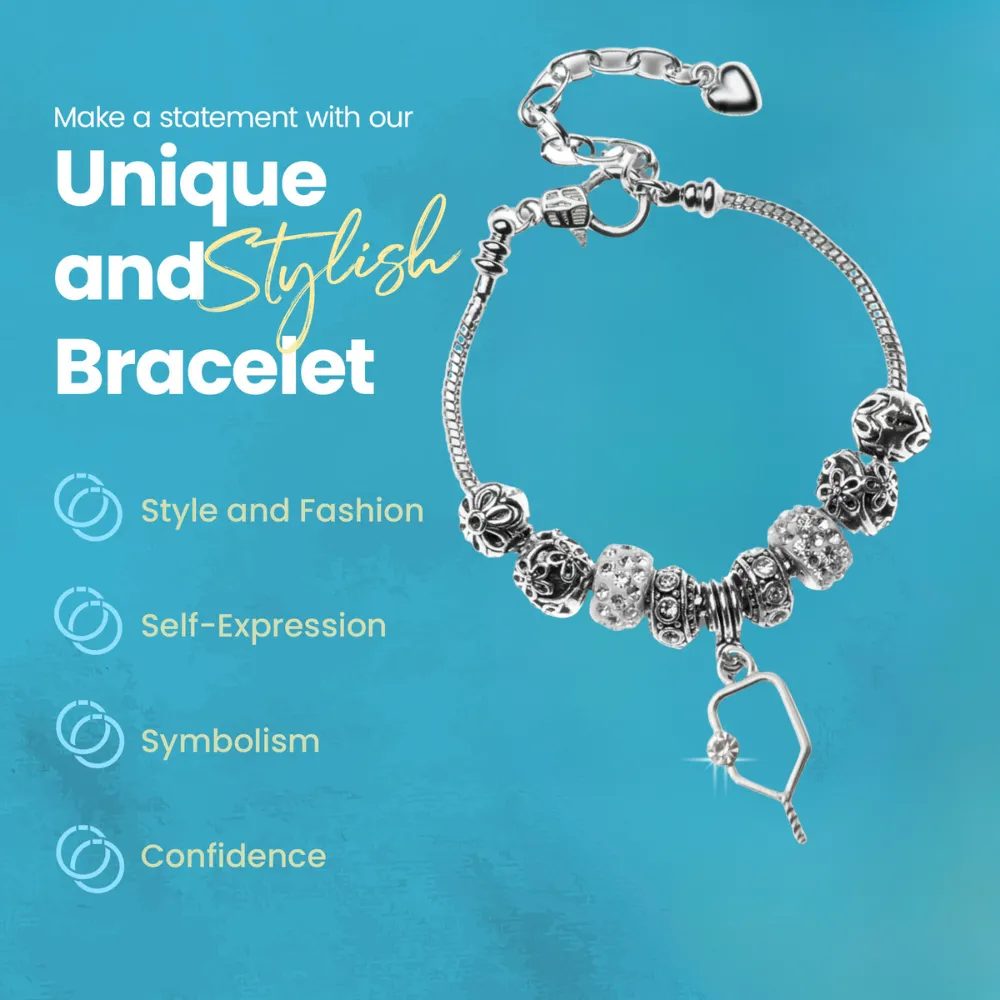 Pickleball Charm Beaded Bracelet