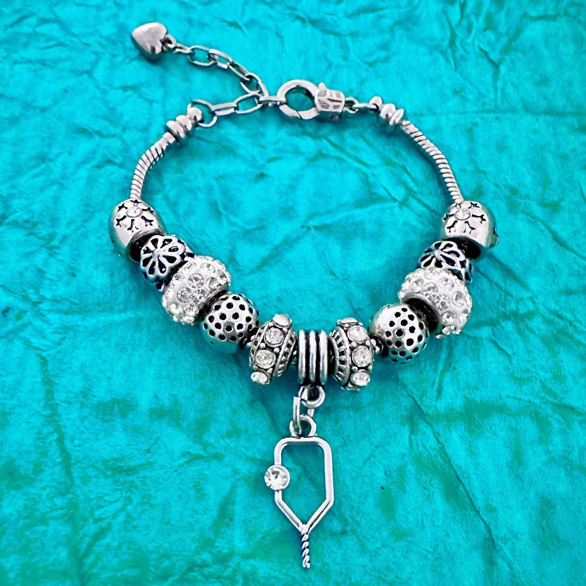 Pickleball Charm Beaded Bracelet
