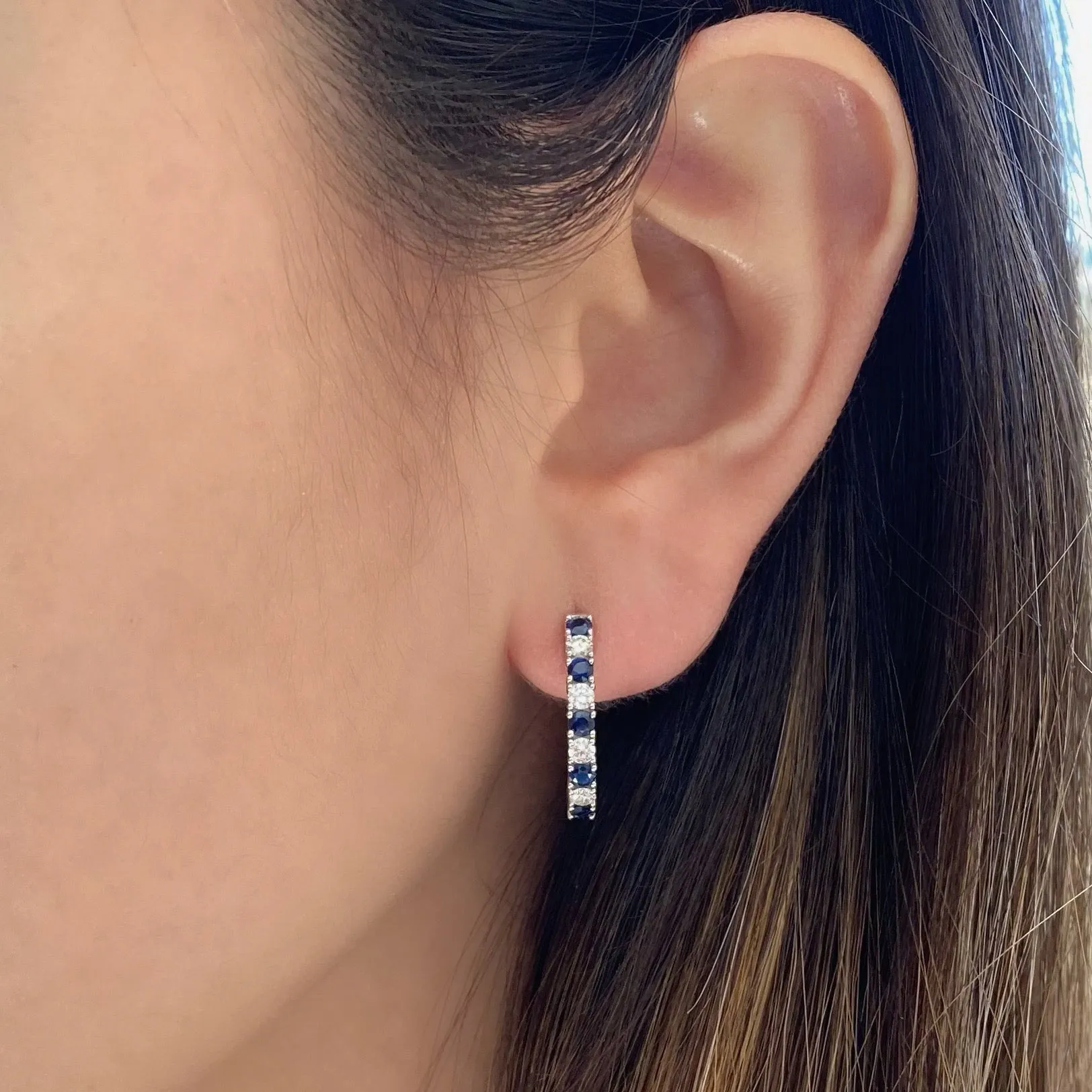 Sapphire & Diamond Medium Huggie Earrings