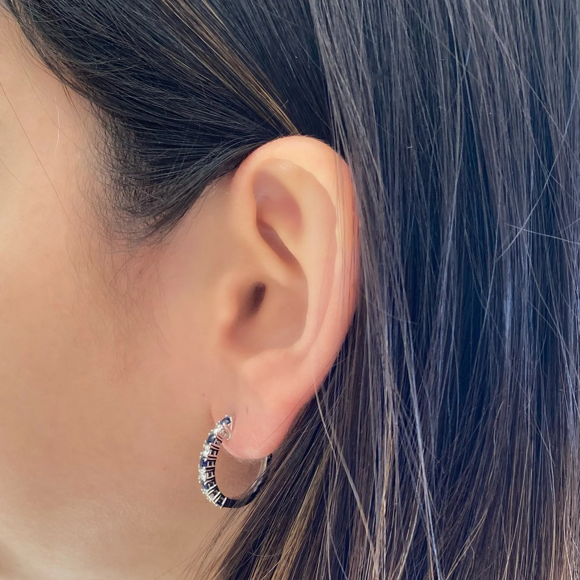 Sapphire & Diamond Medium Huggie Earrings