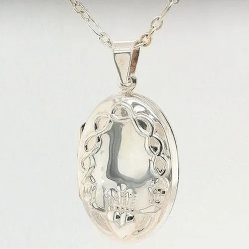 Silver Claddagh Locket (free engraving)