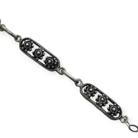 Silver filigree Charro bracelet, 80s, traditional Spanish jewelry.
