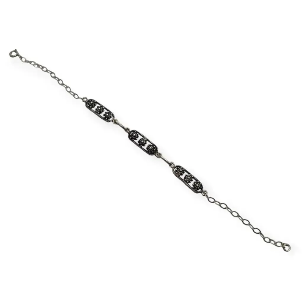 Silver filigree Charro bracelet, 80s, traditional Spanish jewelry.