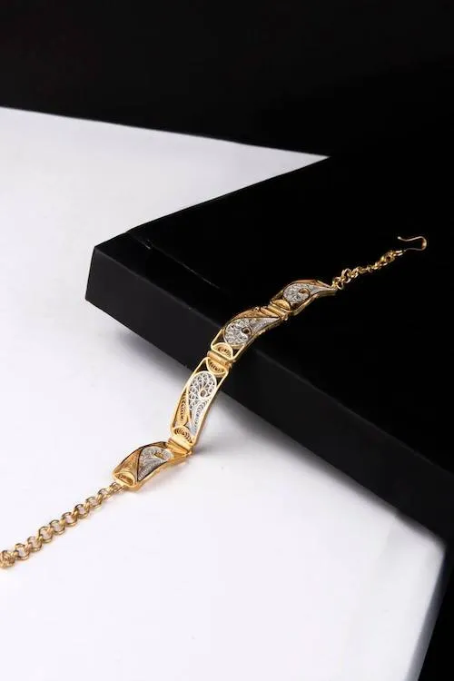 Silver Linings "Dual Tone Paisley"  Silver Filigree Bracelet