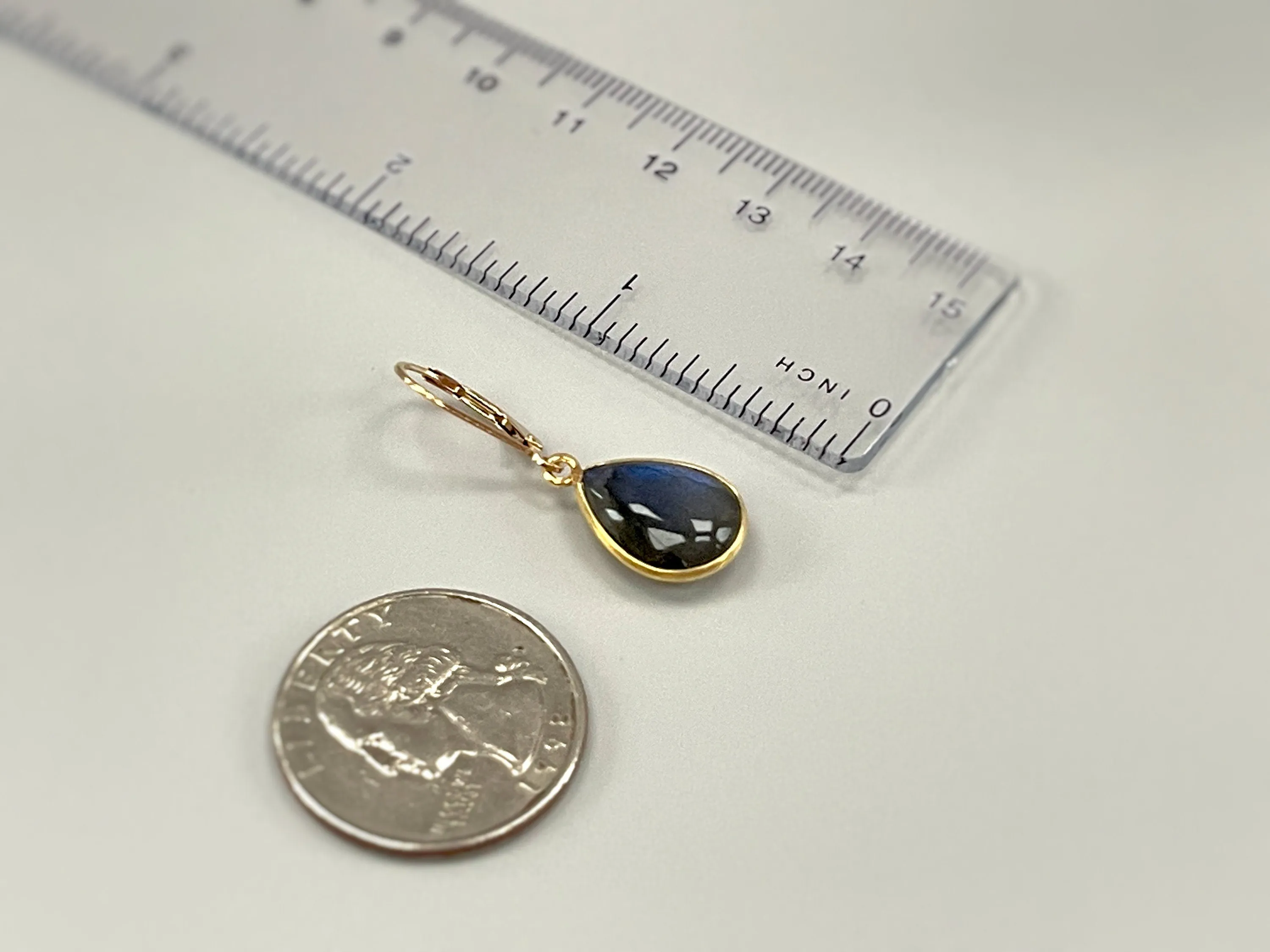 Smooth Labradorite earrings dangle Sterling Silver, Gold