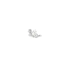 Solid 14kt White Gold Scroll Trio Cubic Zirconia Toe Ring