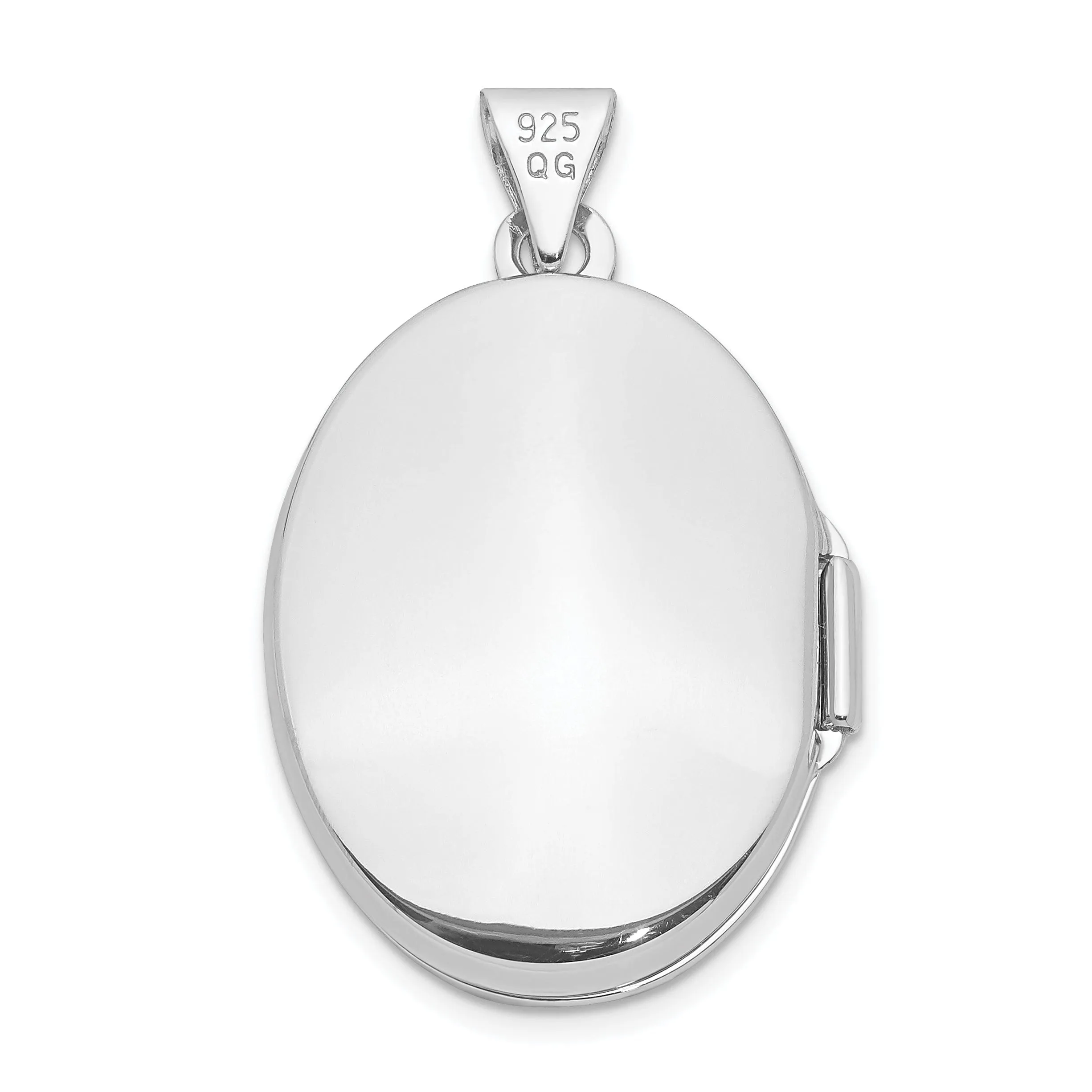 Sterling Silver Rhodium-plated Floral Design Oval Locket