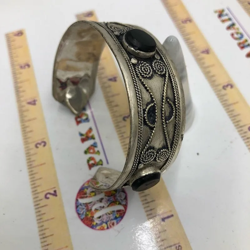 Tribal Vintage Black Stones Slim Bracelet