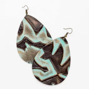 Turquoise & Bourbon Embossed Drop Earrings