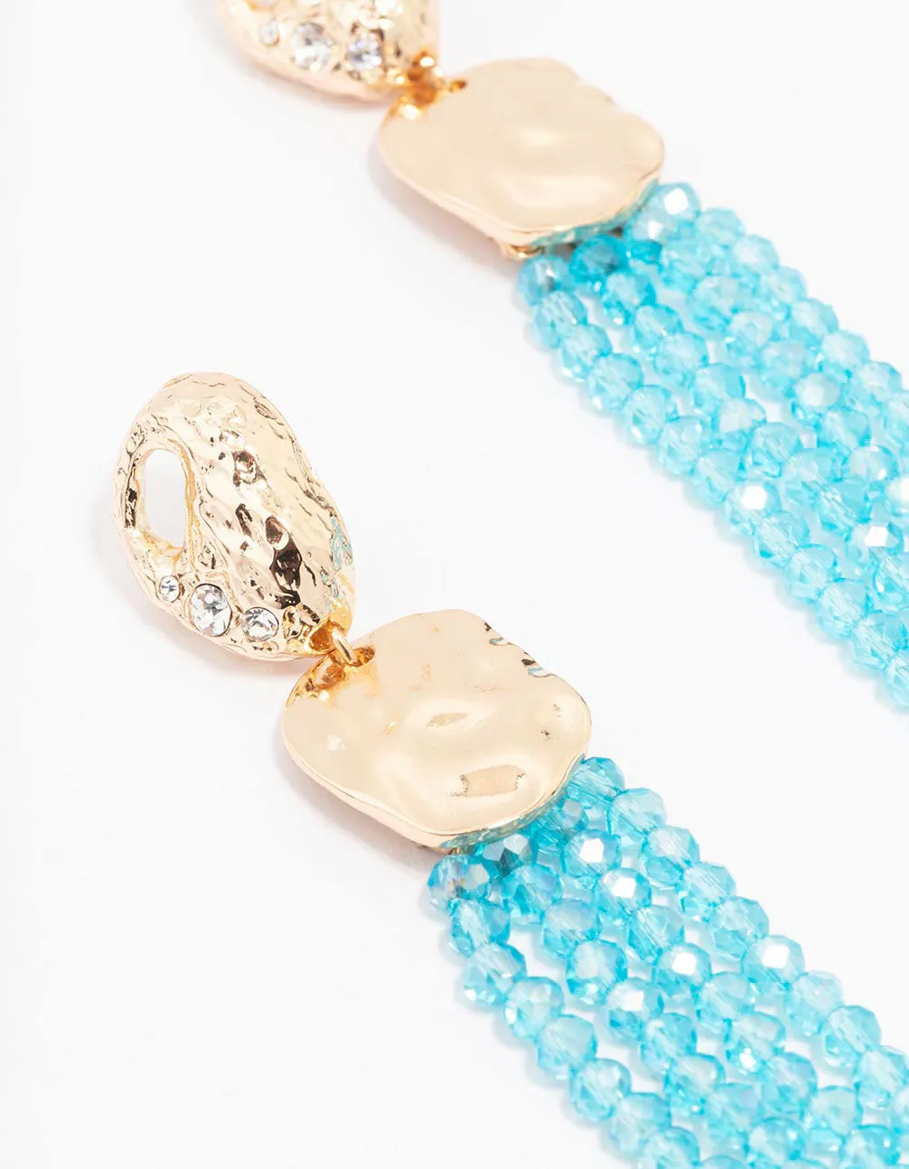 Turquoise Beaded Tassel Drop Earrings