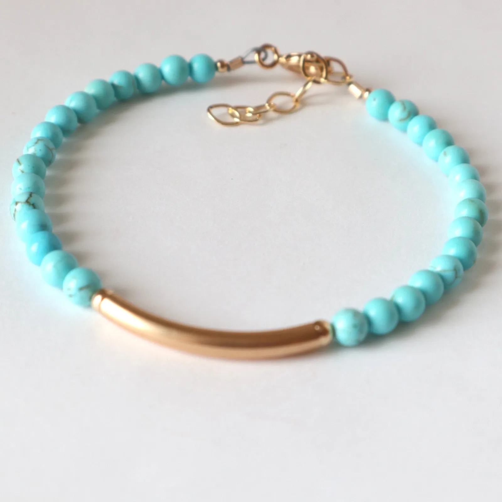 Turquoise Gold Bar Bracelet
