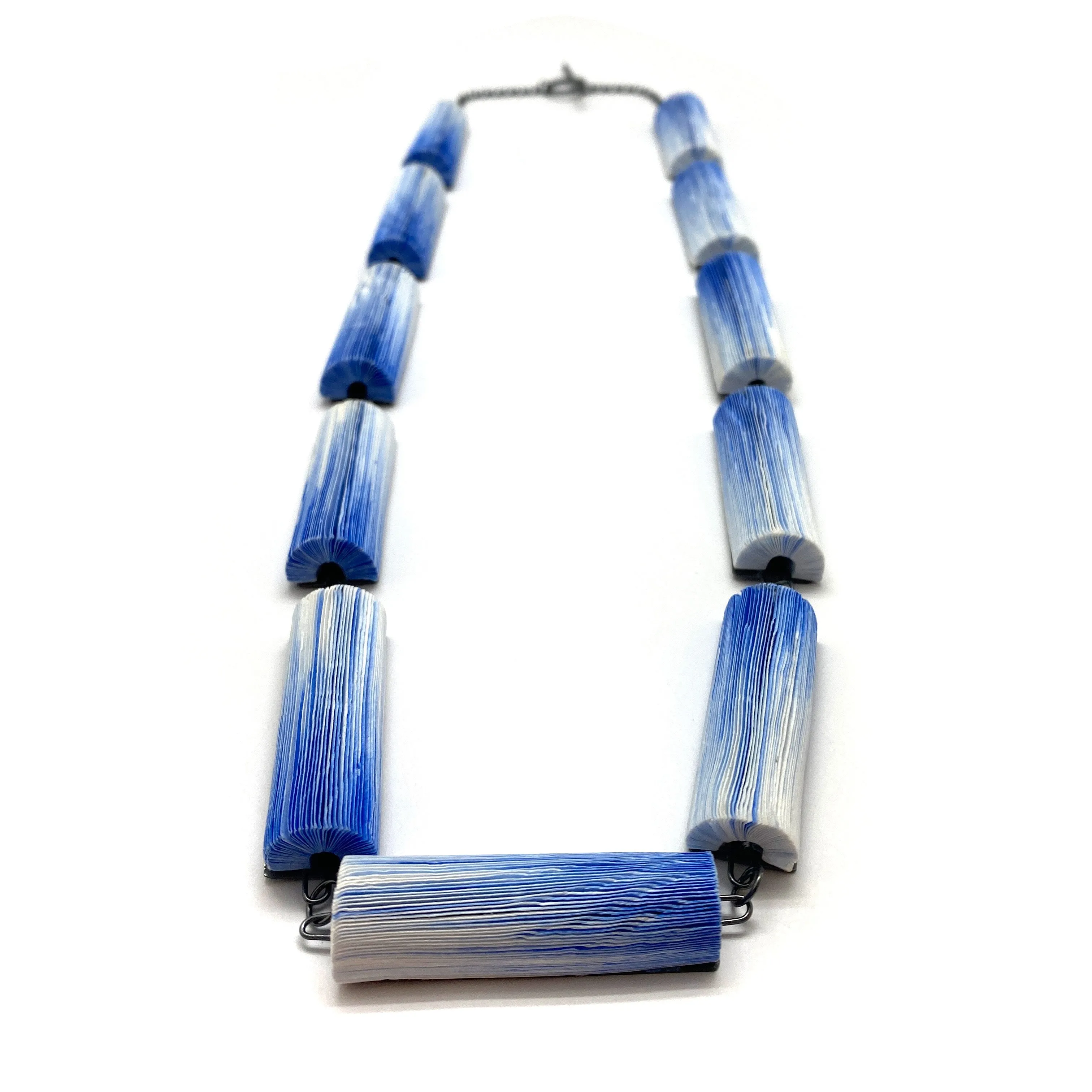 Ultramarine Blue Gradient Short Rectangle Link Necklace