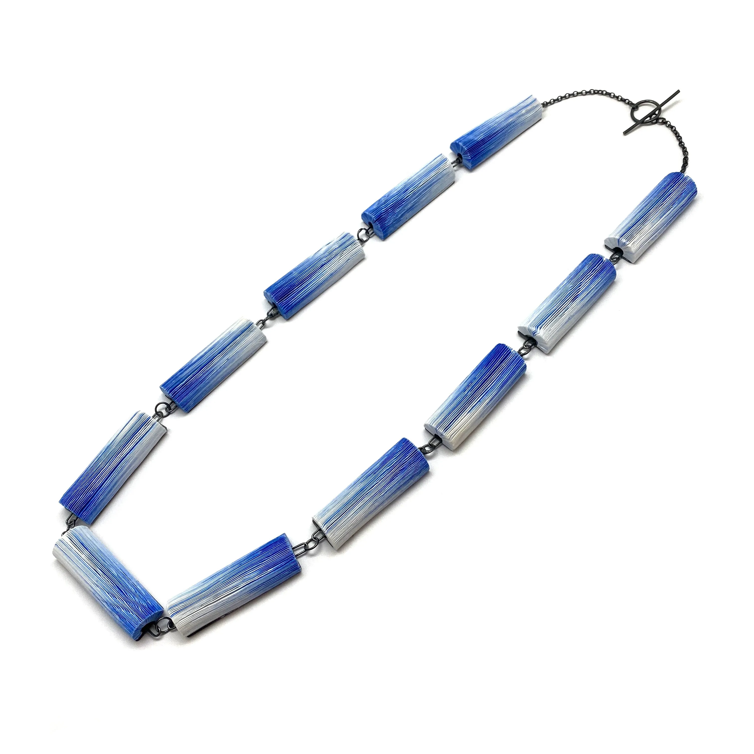 Ultramarine Blue Gradient Short Rectangle Link Necklace