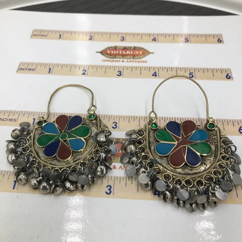 Vintage Multicolor Light Weight Hoop Earrings