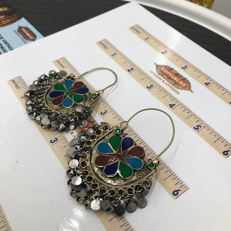 Vintage Multicolor Light Weight Hoop Earrings
