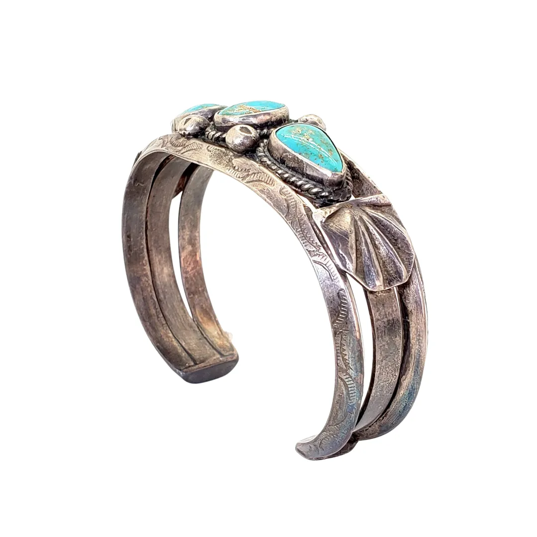 VINTAGE Navajo 3 Stone Cuff Bracelet