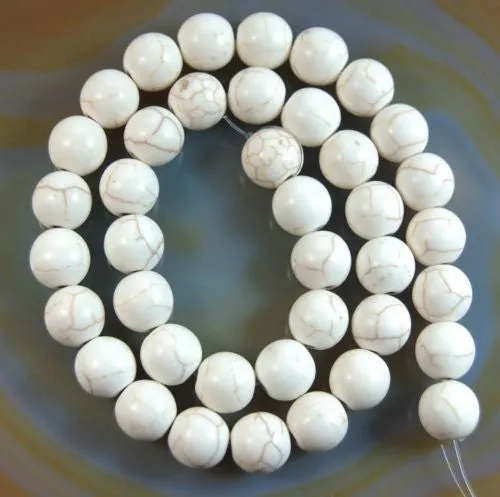 White Howlite Turquoise Round Loose Beads on a 15.5" Strand