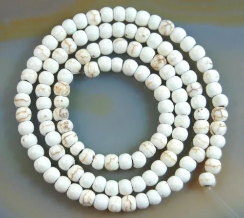 White Howlite Turquoise Round Loose Beads on a 15.5" Strand
