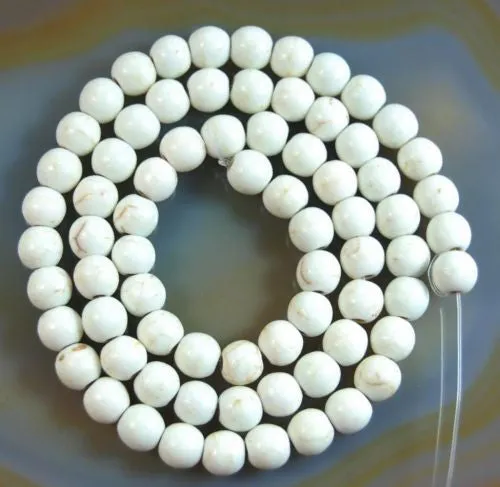 White Howlite Turquoise Round Loose Beads on a 15.5" Strand
