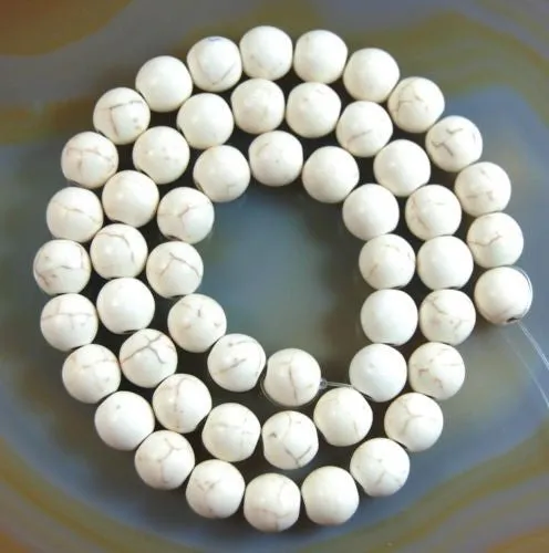 White Howlite Turquoise Round Loose Beads on a 15.5" Strand
